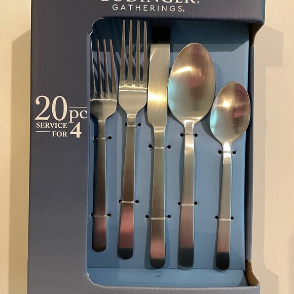 Godinger Lola Matte Stainless Steel 18/10 Stainless Steel 20Pc Flatware Set - Picture 9 of 11